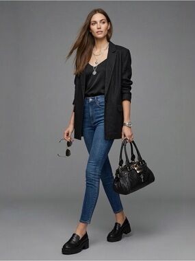 Everlane High Rise Skinny Ankle Jeans Dark Wash Preppy Classic Denim 26